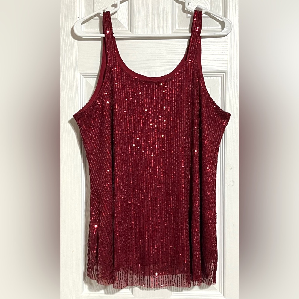 Elegant Red Sequin Women's Top